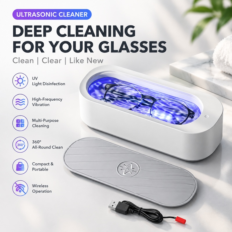 Ultrasonic Cleaner Machine Glasses Denture - Machine de nettoyage à ultrasons 45000Hz,